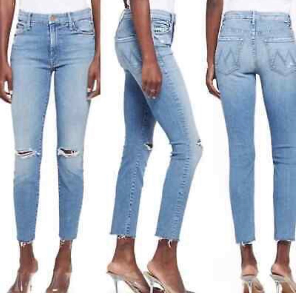 Mother High Waisted Looker Ankle Fray in color Thrilling Shots, size 30